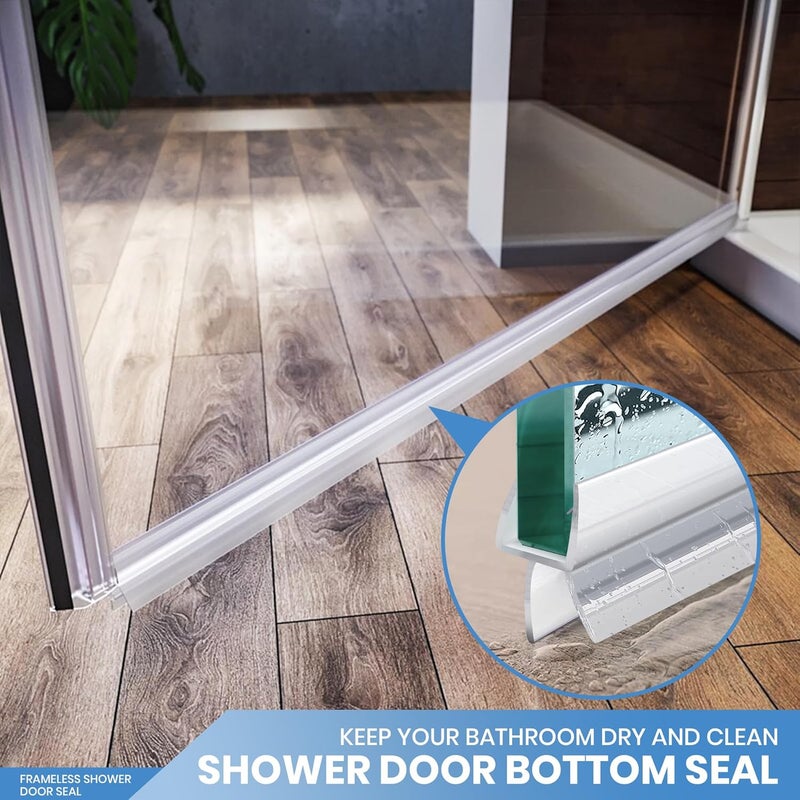 PHMUNY 2 Pack Glass Door Silicone Seal Strip 36 Inch Shower Door Bottom Seal Sweep-Suitable for 1/4 Inch Glass-Stop Shower Leaks Frameless Shower Door Seal Strip - Image 4